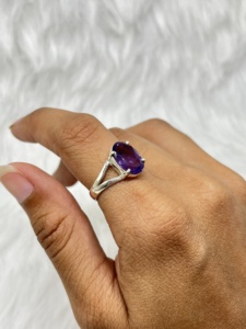 Natural Amethyst Silver <b>Ring</b> Amethyst Gemstone Silver <b>Statement</b> <b>Ring</b> Handmade Silver <b>Ring</b> for Women's - Product Image 4