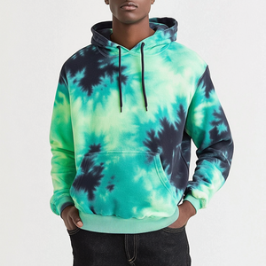Sweat à capuche tie-dye de qualité supérieure pour hommes, vêtements d'hiver basiques, coton mélangé, confortable, manches longues, sweat à capuche tie-dye pour adultes - Product Image 2