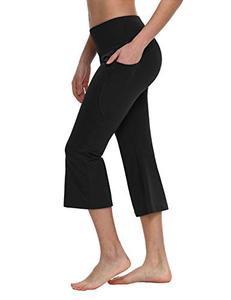 Pantalon de yoga évasé taille haute croisée pour femme, décontracté, rehausseur de hanches, pour la danse, le sport et le fitness, respirant, en Spandex/Nylon, avec fermeture élastique à la jambe - Product Image 1