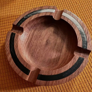 Cenicero de Madera de Estilo Americano de Lujo Hecho a Mano, Cenicero Redondo de Alta Gama para Escritorio, Decoración para el Hogar, Bar u Oficina - Product Image 1
