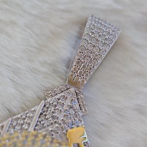 Pendentif en or jaune 14 carats avec diamant taille ronde et breloque en plaqué or style princesse Moissanite HipHop - Product Image 3