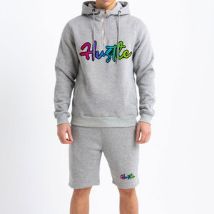 Custom High Quality Plus Size Breathable Spring Streetwear Two-Piece Workout Fleece Joggers Shorts Unisex <b>Men's</b> High Printed - Product Image 1