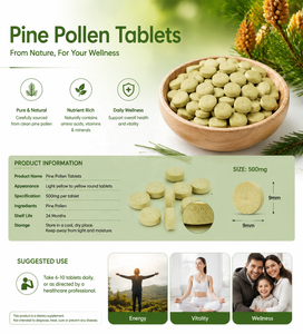 Tabletas de Polen de Pino Natural 500mg, Suplemento de Extracto de Polen de Pino, Tabletas Herbales, Marca Privada OEM - Product Image 2