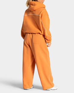 High Quality Custom Logo Oversize <b>Orange</b> <b>Hoodie</b> With Piping Two Piece <b>Women's</b> Tracksuits Breathable Sportswear <b>Women</b> Sweat Suits - Product Image 2