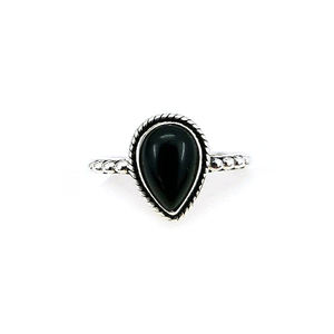Pierre précieuse d'onyx noir naturel Bague en argent sterling 925 Design fait à la main Réglage de lunette pour les fêtes Fabrication de bijoux Casa De Plata - Product Image 1