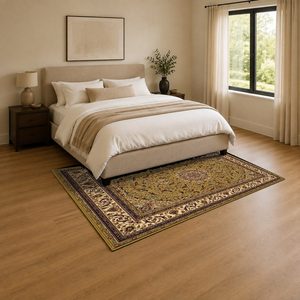 พรมเชนิลล์ลายเมดัลเลียนสีแดงเบอร์กันดีแบบดั้งเดิม รุ่น LXDP-0373 จาก RUGS DEPOT สำหรับขายส่ง พิมพ์ลายดิจิทัล ซักเครื่องได้ ไม่ลื่น - Product Image 3