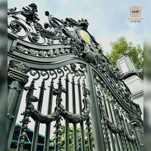 Portail de luxe en fer forgé KHP pour villa, entrée principale, porte battante double élégante pour résidence, sécurité, modélisation 3D - Product Image 4