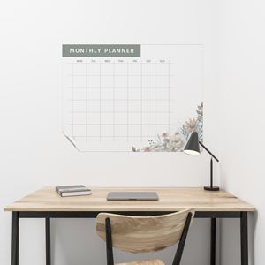 Organizador planificador mensual reutilizable modelo-16, vidrio de poliestireno duradero/madera, pizarra blanca de borrado en seco, superficie, electricidad estática - Product Image 2