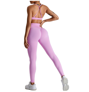 Conjunto de yoga transpirable Material sólido duradero con patrón a cuadros Gimnasio Fitness Ropa deportiva para entrenamiento y ropa de gimnasio - Product Image 3