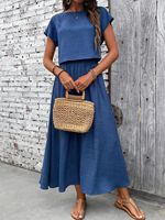 Femmes 2025 euro-américain décontracté élégance robe et jupe ensemble couleur unie sans manches au-dessus du genou longueur un ensemble