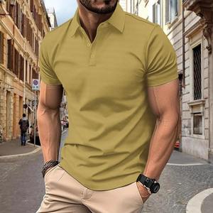 Polo d'été décontracté pour homme Absorption d'humidité à séchage rapide Maillot respirant élastique confortable Couleur unie - Product Image 6