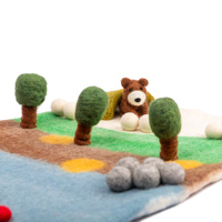 Tapis de jeu en feutre de laine fait main, design Ours, Arbres, Rivière, Ferme, Jouet éducatif Montessori, Meilleur de l'Himalaya, Taille personnalisée, Certifié ISO