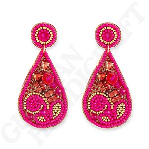 Pendientes hechos a mano con cuentas de jardín de rosas inspiradas en flores elegantes, ocasiones especiales, joyería de gota de moda con abalorios detallados - Product Image 1