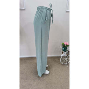 Jane's Women's High <b>Waist</b> <b>Elastic</b> Belted Straight Leg Aerobin Pants, Loose Fit Casual Daily <b>Trousers</b> with Side Pockets. - Product Image 5