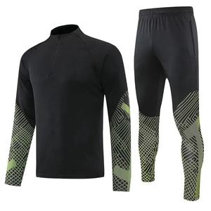 Male Training Shorts Set Jerseys Men's Sports Set Football Training Tracksuit Long Sleeve Jerseys <b>Zipper</b> Tops and Pants - Product Image 2