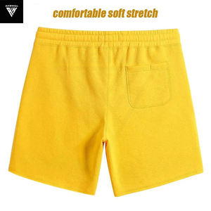 Venta al por mayor pantalones cortos amarillos personalizados para hombre 100% algodón Activewear gimnasio pantalones cortos con 3 bolsillos de rizo francés 5 pulgadas en cintura elástica - Product Image 4