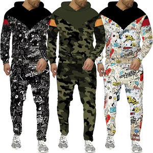New High Quality Autumn Hoodie Set Manufacturers Custom Logo Polyester/Cotton Sublimation Plain Dyed Fleece Crewneck <b>Men</b> - Product Image 2