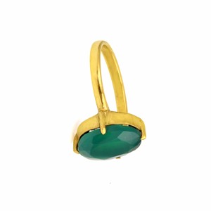 10x14mm Natural Green <b>Onyx</b> Oval <b>Ring</b> 925 Sterling Silver Vermeil Prong Setting Classic Fine Jewelry for Weddings Parties - Product Image 4