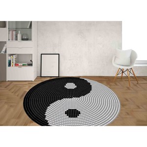 Yin Yang <b>Chenille</b> <b>Rug</b>: Modern Circle <b>Rug</b>, Printed <b>Rug</b> - Product Image 3