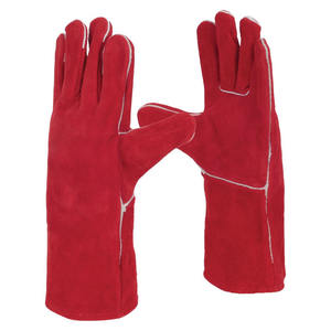 Guantes de soldadura de cuero dividido de piel de vaca resistentes a la abrasión de alta calidad, guantes de protección de manos de seguridad Industrial ignífugos - Product Image 1