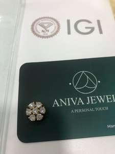 Juego de colgantes de diamantes cultivados en laboratorio de oro de 14 quilates, impresionante colgante de flor clásico y pendientes de tuerca para compromiso de boda o regalo - Product Image 6