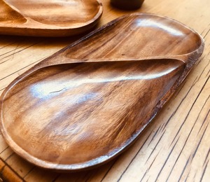 Plateau de service en bois avec deux compartiments, plat rétro à dosette de singe, plateau de service en bois de mangue - Product Image 6