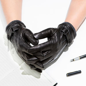 Gants en cuir pour homme, style classique simple, haute qualité, vente en gros, couleur noire, pour l'hiver, écran tactile, confortables, taille adaptée - Product Image 3