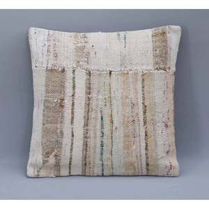 Funda de Almohada de Kilim Turco Anudada a Mano (Beige) 18 X 18 Rc_27208 - Product Image 1