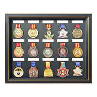 Porte-médaille Durable en bois noir écologique cadre d'affichage boîte d'ombre étui pour courir Marathon finisseur médailles Badges fleur