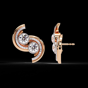 Boucles d'oreilles rondes en or blanc 10 carats 14 carats avec deux diamants cultivés en laboratoire Boucles d'oreilles en diamant - Product Image 5