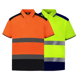 Hi Viz kemeja Polo keselamatan kerja kemeja Polo reflektif visibilitas tinggi lengan pendek pakaian kerja Polo kemeja dengan cetak Logo kustom