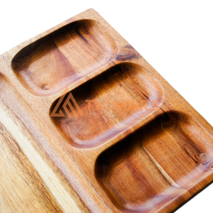 ถาดไม้ยางพาราสำหรับเสิร์ฟอาหารปรับแต่งได้อุปกรณ์ในครัวถาดไม้ - Product Image 3