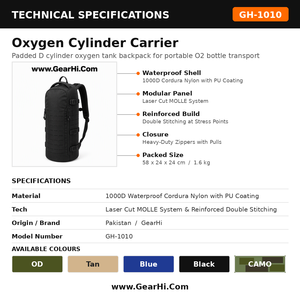 Sac à dos robuste pour bouteille d'oxygène en forme de D, sac de transport portable pour bouteille d'oxygène EMS, étui de rangement rembourré, sacs pour équipement d'oxygène - Product Image 1