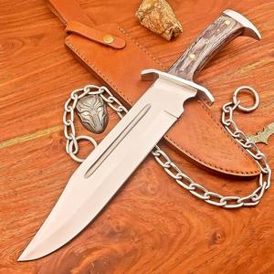 Couteau Bowie de grande taille fait à la main avec garde en acier inoxydable, manche en bois, étui en cuir, couteau de survie et de chasse, OEM ODM pris en charge - Product Image 2