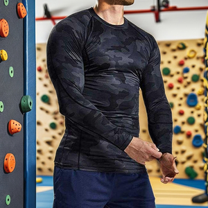 Rashguard à manches longues de haute qualité et écologique pour hommes - Protection UV, séchage rapide, anti-frottement - Tissu polyester/nylon pour le sport - Product Image 1