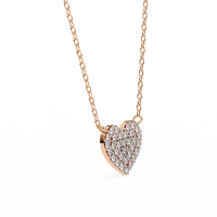Collier coeur en or rose 14 carats pavé de 0,21 ct pendentif en diamant naturel élégant bijoux fins pour femmes