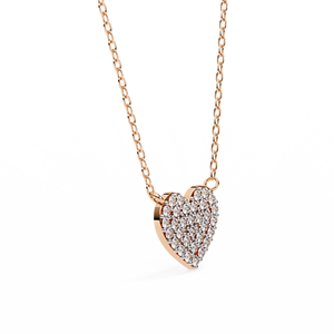 Collier coeur en or rose 14 carats pavé de 0,21 ct pendentif en diamant naturel élégant bijoux fins pour femmes - Product Image 3
