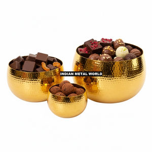 Bol de service en acier inoxydable martelé, bol décoratif pour bonbons et chocolats, pour la décoration de la maison et les cadeaux à un prix raisonnable - Product Image 5