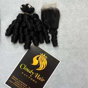 Extensiones vietnamita de cabello rizado hinchable, extremo grueso, suave, paquete de tejido rizado 100 virgen hinchable 100% cabello crudo sin procesar - Product Image 1