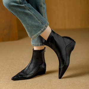 Escarpins à talons aiguilles pour femmes, bout pointu, à bride cheville, en cuir véritable, pour soirées et sorties nocturnes - Product Image 3