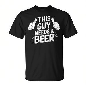 Ce t-shirt à manches courtes et col rond « This Guy Needs A Beer » pour homme, idéal pour une tenue de fête - Product Image 2