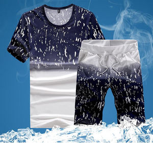 ชุดเสื้อผ้าแนวสตรีท2ชิ้นใส่ได้ทั้งชายและหญิงชุดกางเกงขาสั้นลำลองระบายอากาศป้องกันการยับสำหรับฤดูร้อนฤดูใบไม้ผลิ - Product Image 4