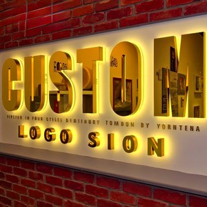 Insegna Luminosa Personalizzata in Acciaio Inox Dorato con Logo Retroilluminato a LED, Lettere Canalizzate Illuminate per Uffici e Reception - Product Image 2