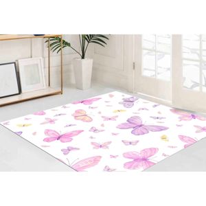 Alfombra con diseño de mariposas, alfombra moderna, alfombra con estampado animal, alfombra pequeña, alfombra delgada, alfombra de chenilla - Product Image 1