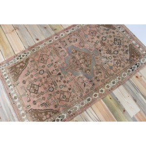 Tapis turc vintage, tapis de 3,3 x 5,6 pieds, tapis en laine géométrique bronze - Product Image 2