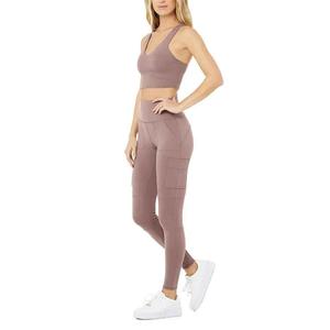 Ropa deportiva personalizada de alta calidad para mujer, ropa deportiva para gimnasio, Sujetador deportivo de Yoga sin costuras y mallas de cintura alta, equipo de entrenamiento sólido en conjuntos - Product Image 2