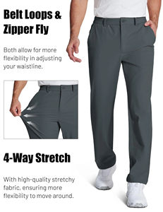 กางเกงกอล์ฟแฟชั่นผู้ชายเอวกลางแบบลำลองกางเกงโพลีเอสเตอร์100% สีทึบย้อมสีเรียบเรียบแบนด้านหน้าสำหรับกลางแจ้ง - Product Image 6