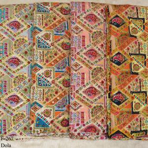 Tela bordada con estampado de posición de crepé natural puro para disfraces lehenga material - Product Image 6