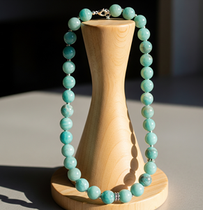 Collier de verrouillage noué à la main en argent 925 pour femmes de 18 pouces perles de pierre d'amazonite Design géométrique guérison naturelle mode à la mode - Product Image 5