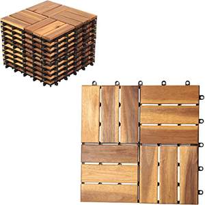 Azulejos contemporáneos de madera de Acacia entrelazados para patio, azulejos de madera dura para exteriores con función antideslizante, impermeables para todo tipo de clima - Product Image 3